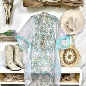 RARE Dreamy SILK duster Gypsy Cocoon kimono w boho lounge shabby chic vibe